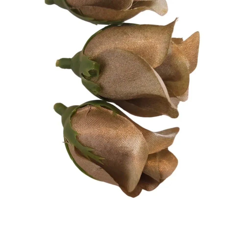 50 Moss Olive Green Satin Rose Buds Stemless Wedding Floral Craft DIY 2
